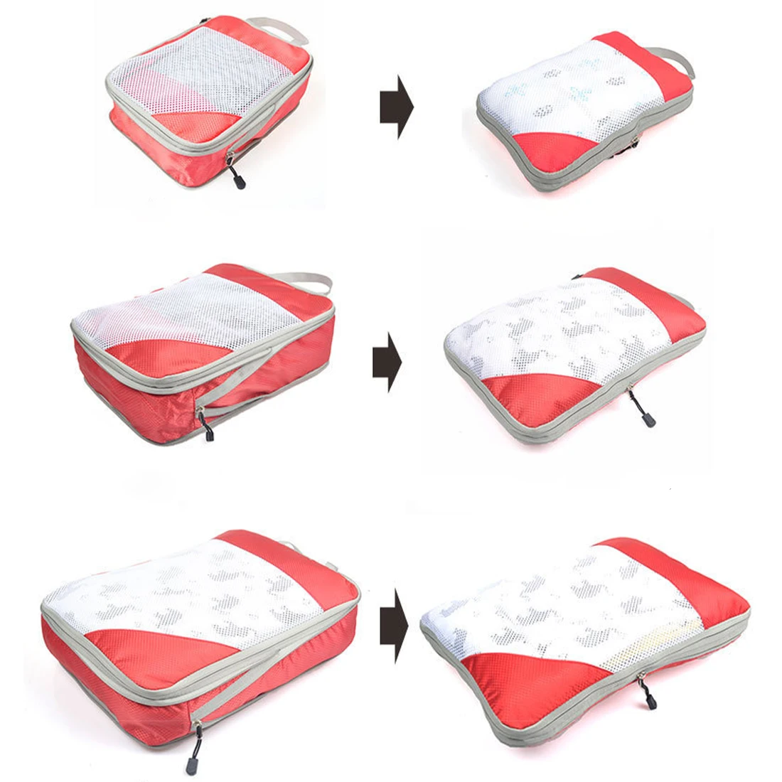 4pcs/set Travel Compression Packing Cubes Portable Luggage Organizer Storage Bags With Mesh Lightweigh Foldable Handbag Pouch