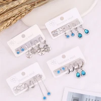 fashion new jewelry silver water drop zircon earrings set fashion tassel drop earrings simple stainless steel stud earrings