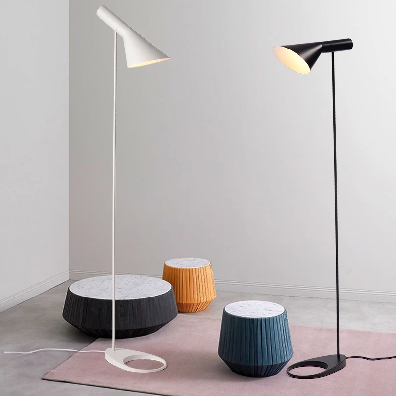 

Corner Floor Lamp E27 LED Black White Stand Floor Lights Designer Arne Jacobsen for Living Room Nordic Decoration Home