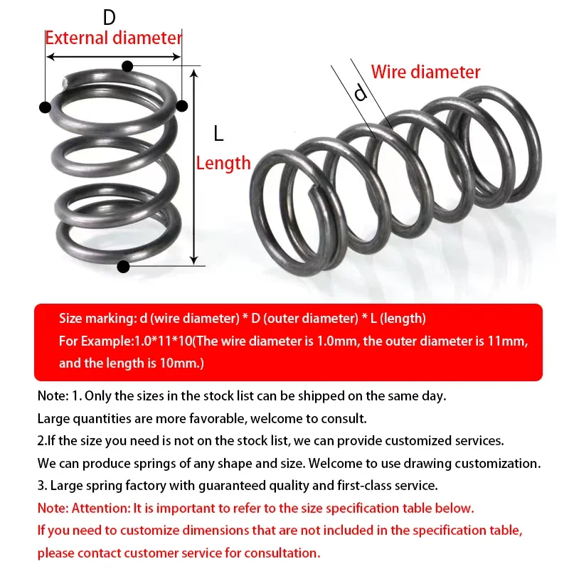 Возвратная компрессионная пружина из стали 65Mn диаметр проволоки: 0 8 мм диаметр: 7