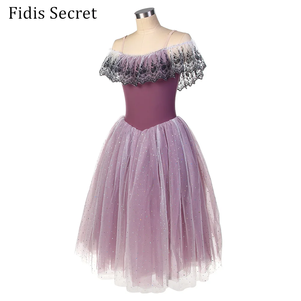 Романтическая танцевальная одежда серого фиолетового цветов для танцев