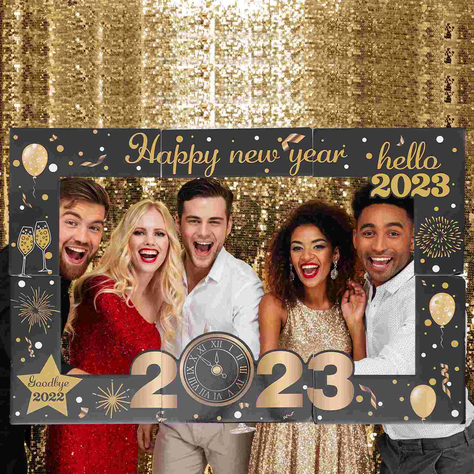 

New Year Frame Photo Years Props Party Selfie Eve Booth Happy Photography Supplies Decorations Favors Holiday Picture 2023