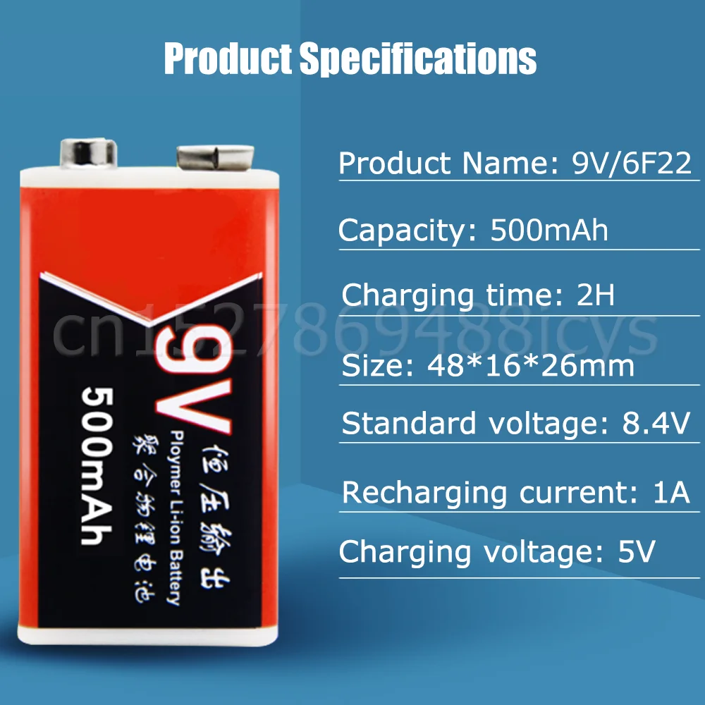 Литий-ионная аккумуляторная батарея 9 в 500 мАч 1 шт. Micro USB для мультиметра