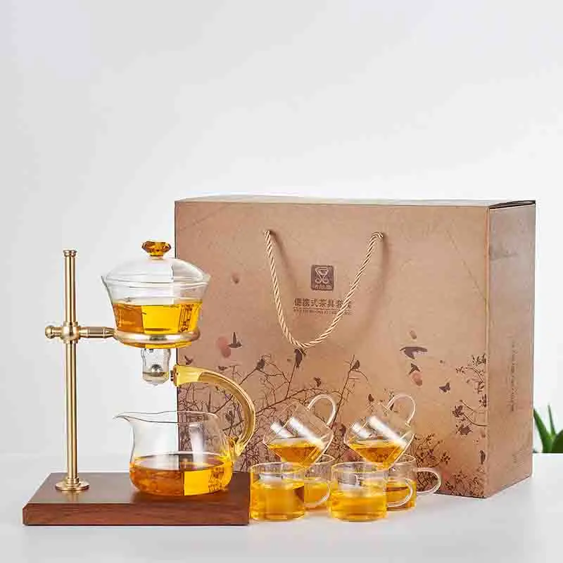 

Glass Magnetic Tea Set Office Teahouse Kungfu Teapot Semi-Automatic Drinking Utensil