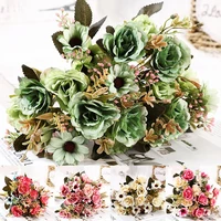 silk plastic artificial plant fake flowers bouquet small bunch fake rose wedding home party decor 2022 new diy decoration