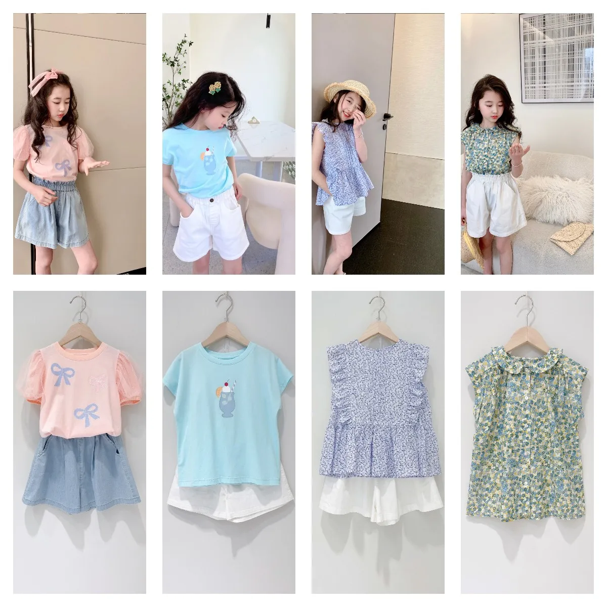 

BP2022 весенне-летняя новая милая и милая хлопковая Мягкая футболка оранжевого и розового цвета с бантом и короткими рукавами для девочек