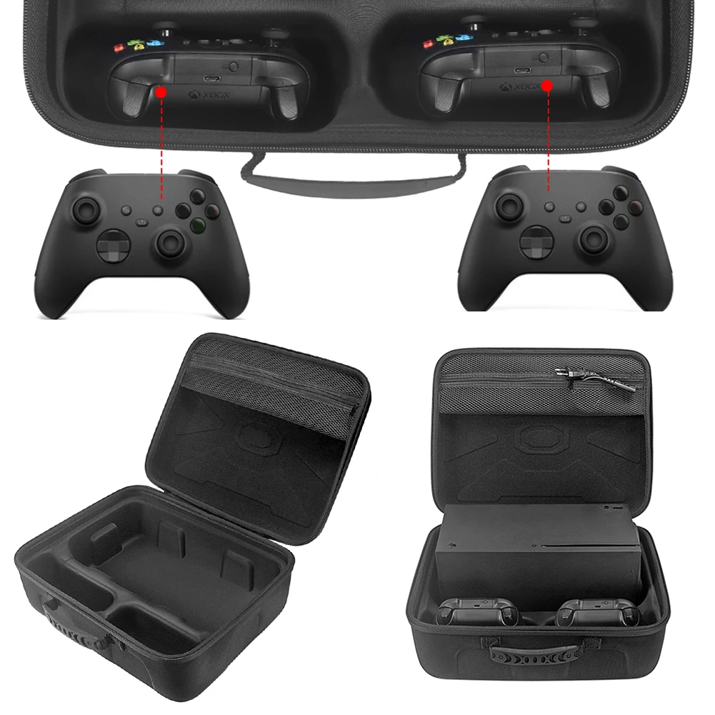 

Жесткий чехол для переноски игровой консоли Xbox серии X, сумка для хранения дорожных контроллеров, Портативный прочный Чехол большой емкости