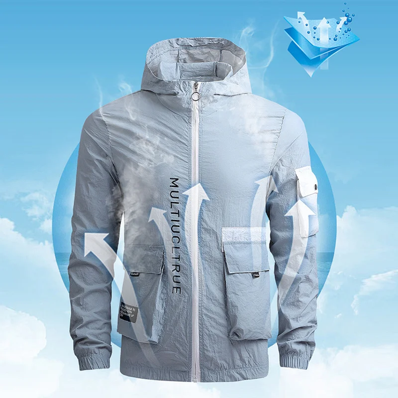 

Куртка с капюшоном для мужчин и женщин, тонкая дышащая верхняя одежда, солнцезащитный костюм для занятий спортом на свежем воздухе, большие размеры, весна-лето