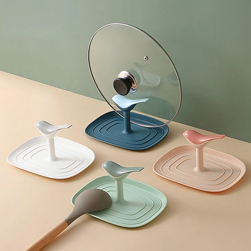 

PlasticTabletop Pot Cover Tray Sitting Bird Shape Spatula Rack Spoon Kitchenware Storage Rack Kitchen Items Household Storage