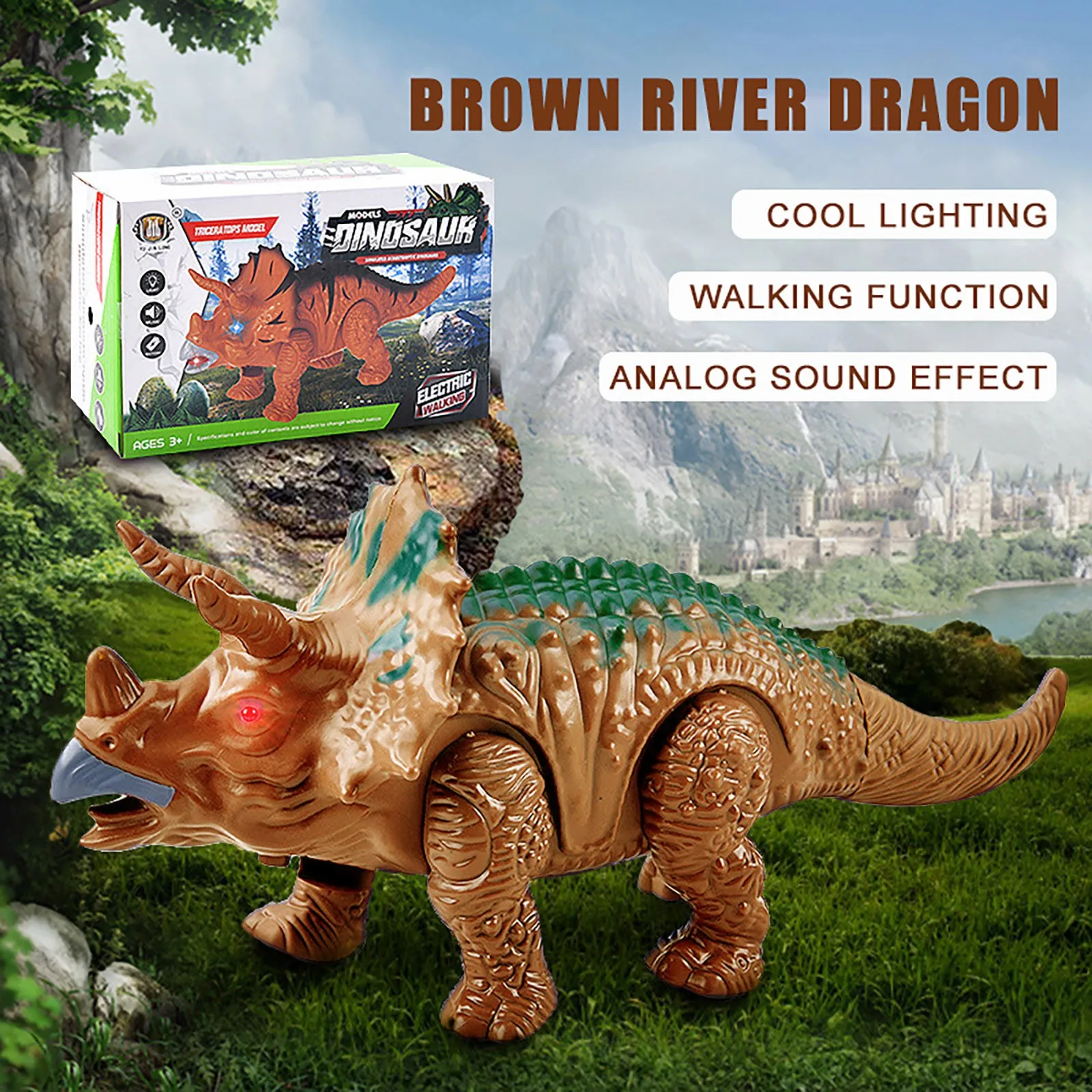 

Dinosaur Walking Toy Dino Electronic Light Interactive Roaring Up Robot Education Figurine