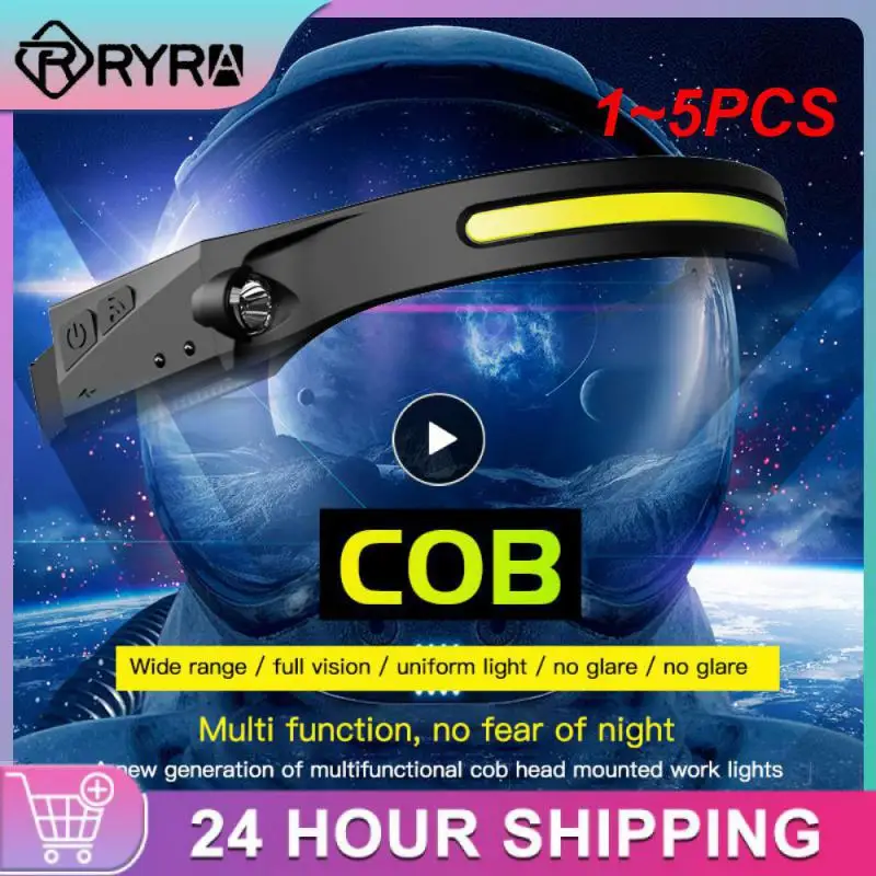 

Индукционный налобный фонарь, Головной фонарь для кемпинга, с подзарядкой от USB, Рабочая лампа со встроенной батареей, 1 ~ 5 шт.