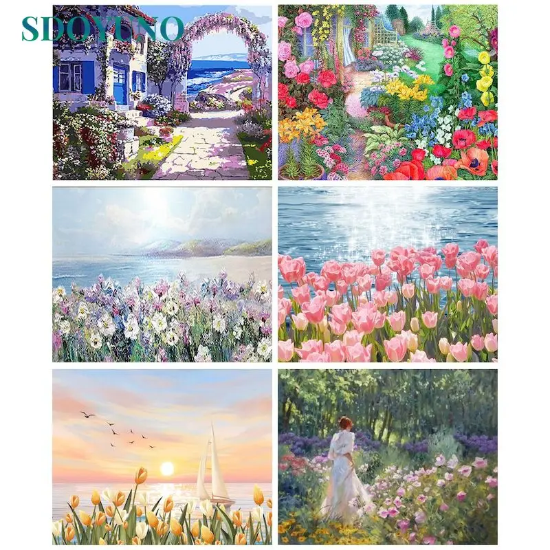 

SDOYUNO Coloring By Number Flower Kits Home Decoration For Adults Pictures By Number Girl HandPainted Art Gift 60x75cm