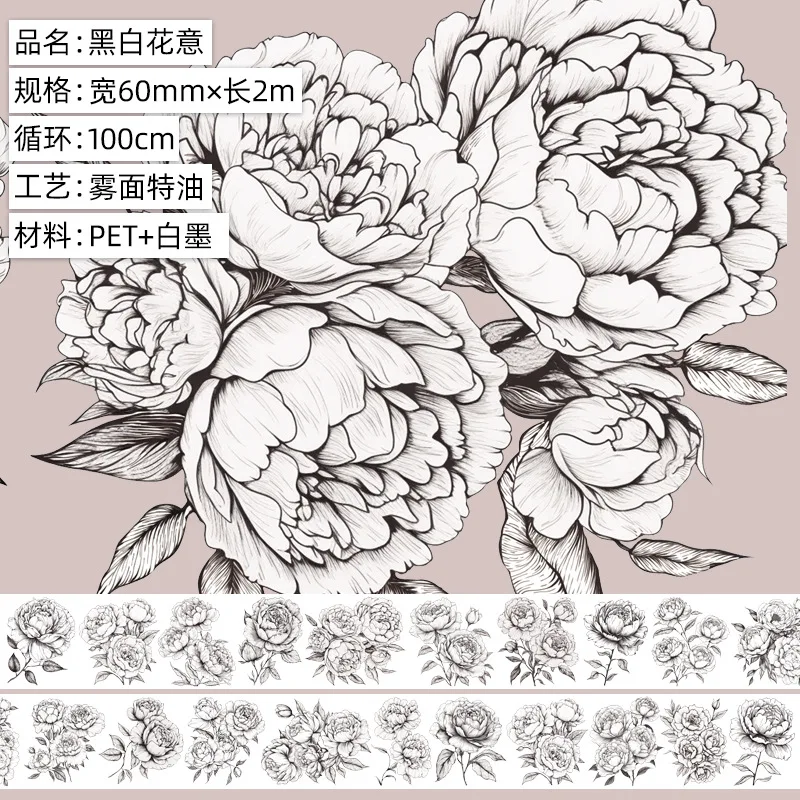 

Маскирующая лента PET Tape черная/белая 2 м