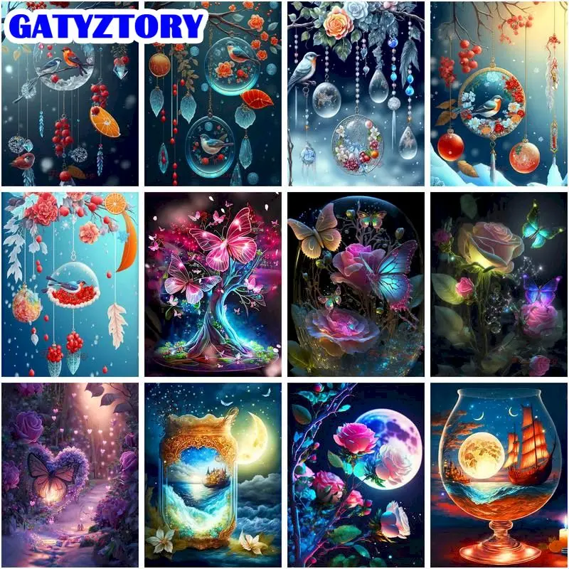 

GATYZTORY Painting By Number Bird Kits Handpainted Picture By Number Landscape Drawing On Canvas Home Decoration Diy Gift