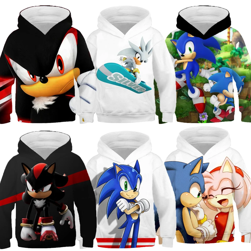 

2023 Anime Sonic Spring Children 3D Long-Sleeved Leisure Super Sonic Hoodie Printed Boys Girls Hoodies Kids Fashion Hoodies