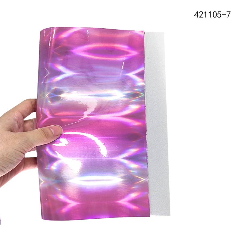 

46*135CM Sparkle Iridescent Printed Mirror Holographic Faux Leather Fabric Cotton Back for Making Shoe Bag Craft Decoration