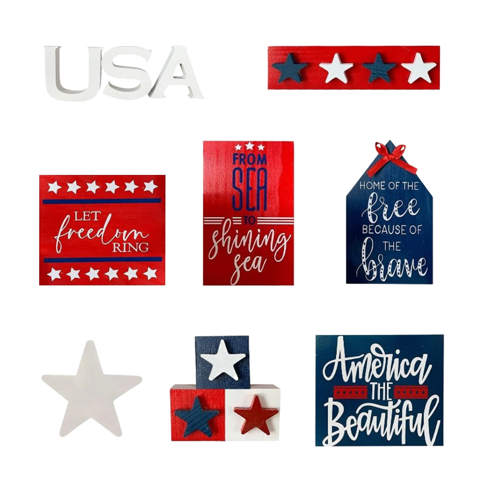 

Декорации для подноса в несколько рядов, день памяти 4 июля, патриотические знаки, центральные части американской звезды для настольных под...