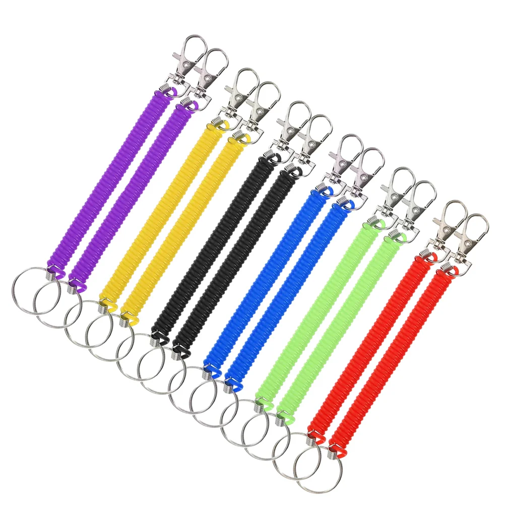 

Spring Keychain Key Holder Sprial Keyring Ringtag Clip Neon Keychains Lanyard Chains Rings