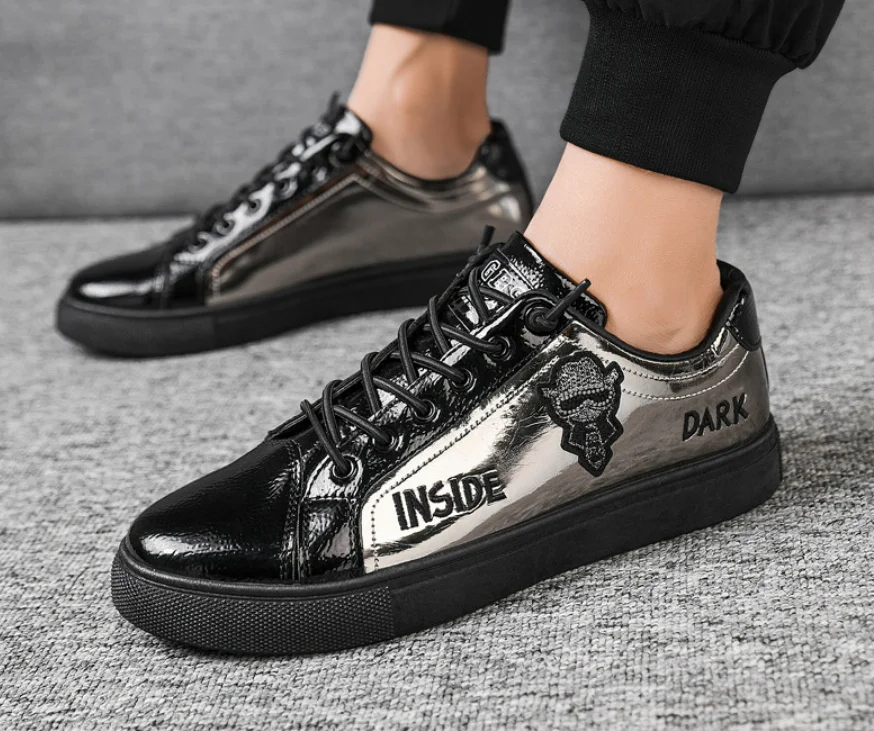 

Кроссовки мужские из ПУ кожи, Повседневная модная дышащая обувь на плоской подошве, мягкая обувь, осень