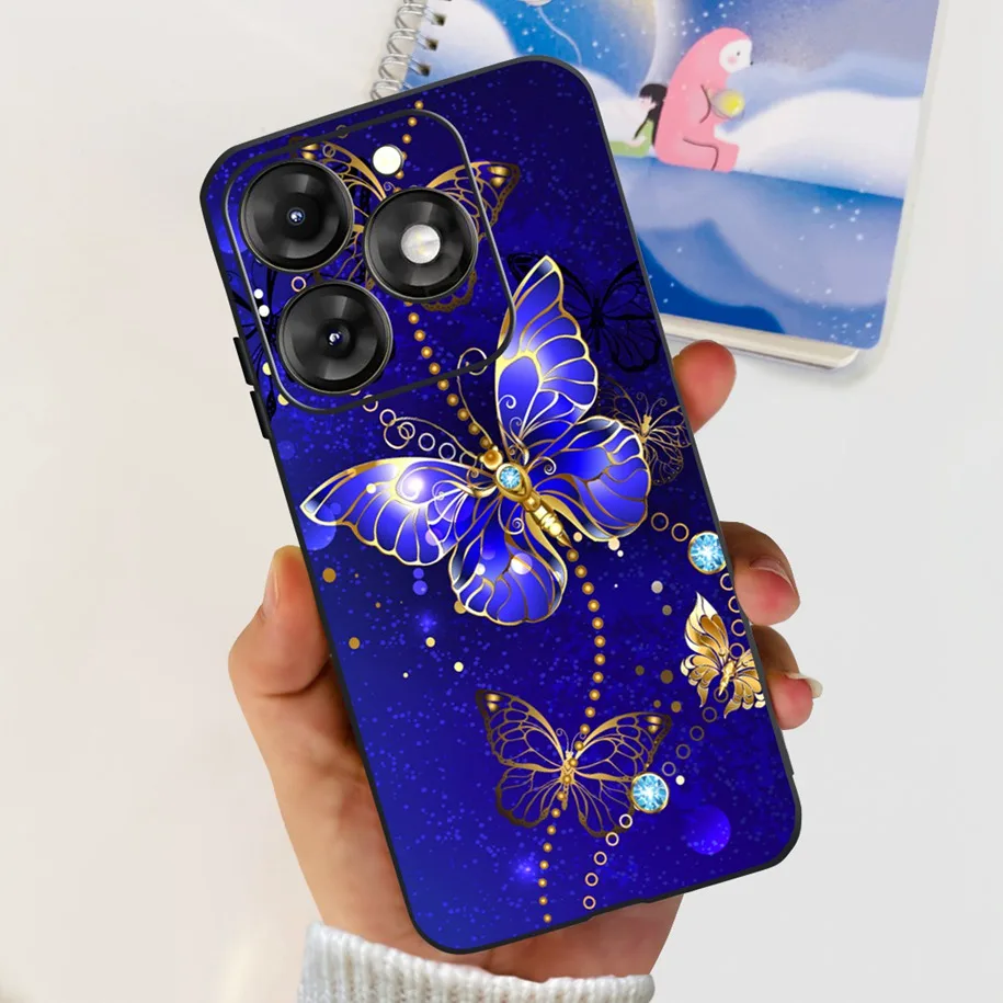 Для Itel A70 чехол мягкий черный силиконовый разноцветные бабочки цветы для A665L A 70