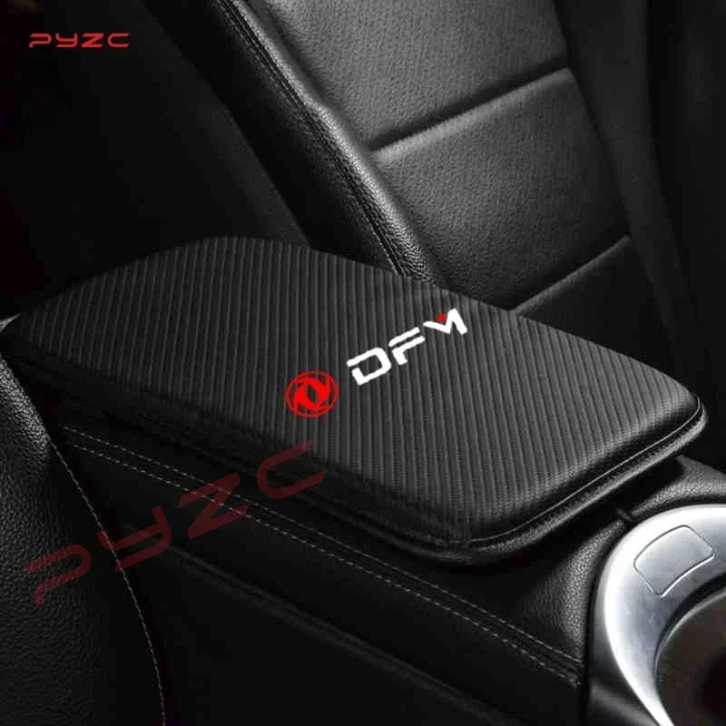 Фото Для Dongfeng DFM AX7 H30 S30 DFSK SX5 SX6 AX4 P11: Накладка-крышка из углеродного волокна и ПУ кожи для центрального подлокотника автомобиля, пылезащитная, с отсеком для хранения №1