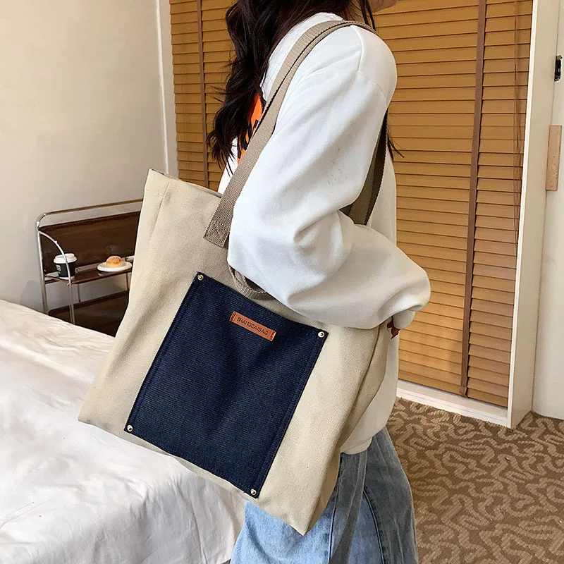 Вместительные холщовые сумки на плечо для женщин 100% хлопок сумочки в японском и