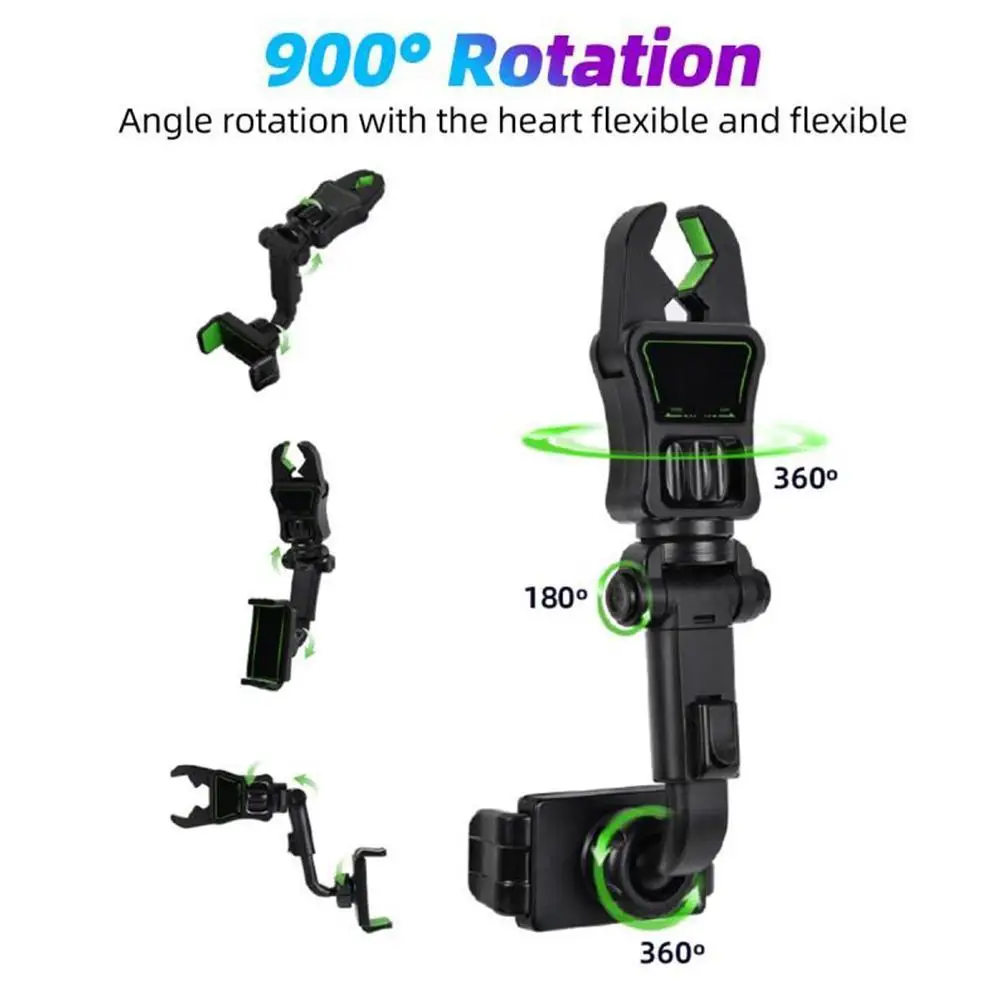 

Adjustable Car Phone Holder Stable Clip For Car Rearview Mirror Multi-function Lazy Bracket Multifunctional Mobile Phone Holder