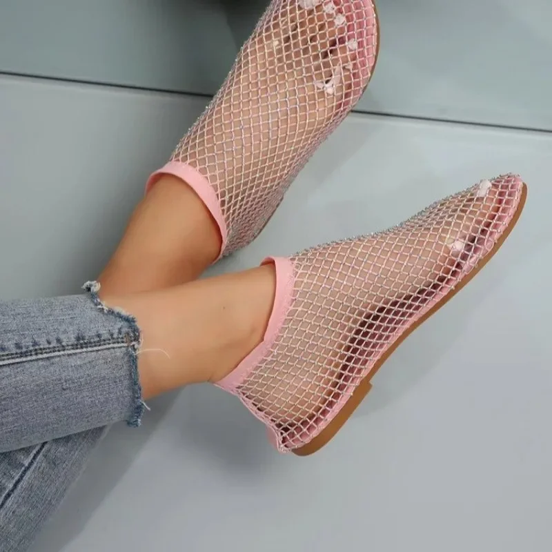 Женские модные туфли на плоской подошве летняя новая искусственная сетчатая