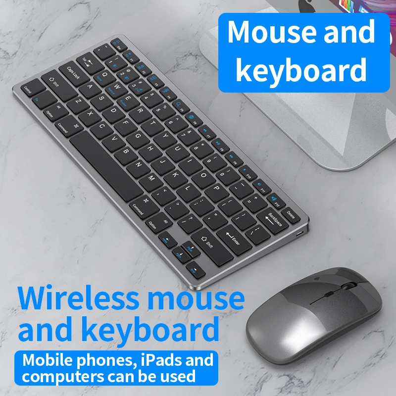 

Bluetooth 5.0 & 2.4G Wireless Keyboard and Mouse Combo Mini Multimedia Keyboard Mouse Set For Laptop PC TV iPad Macbook Android