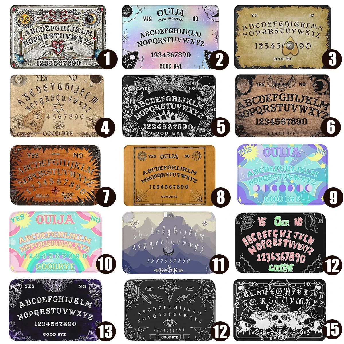 

Ouija Board Witchcraft Doormat Flannel Bath Mat Anti-Slip Halloween Divination Absorbent Mat for Living Room Bathroom Balcony