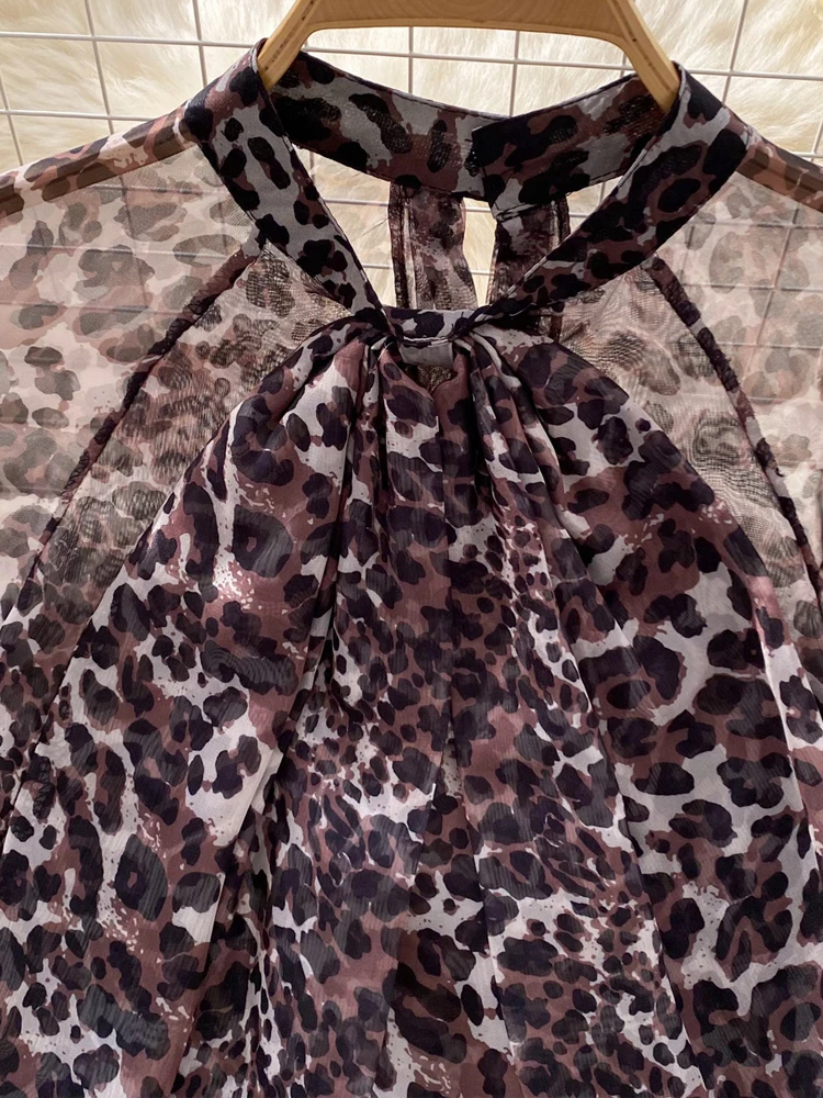 Винтажная рубашка с леопардовым принтом прозрачная женская сексуальная