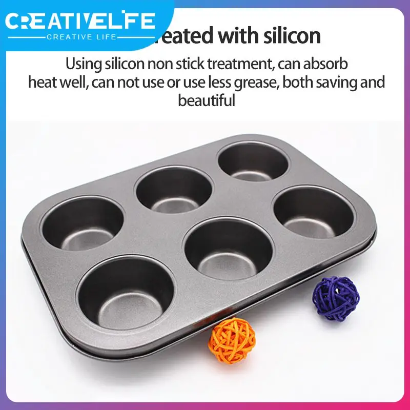 

6 Holes Cake Baking Pan Bakeware Muffin Cupcake Mold DIY Non-Stick Baking Dish Carbon Steel Kitchen Oven Trays Pastry Tool