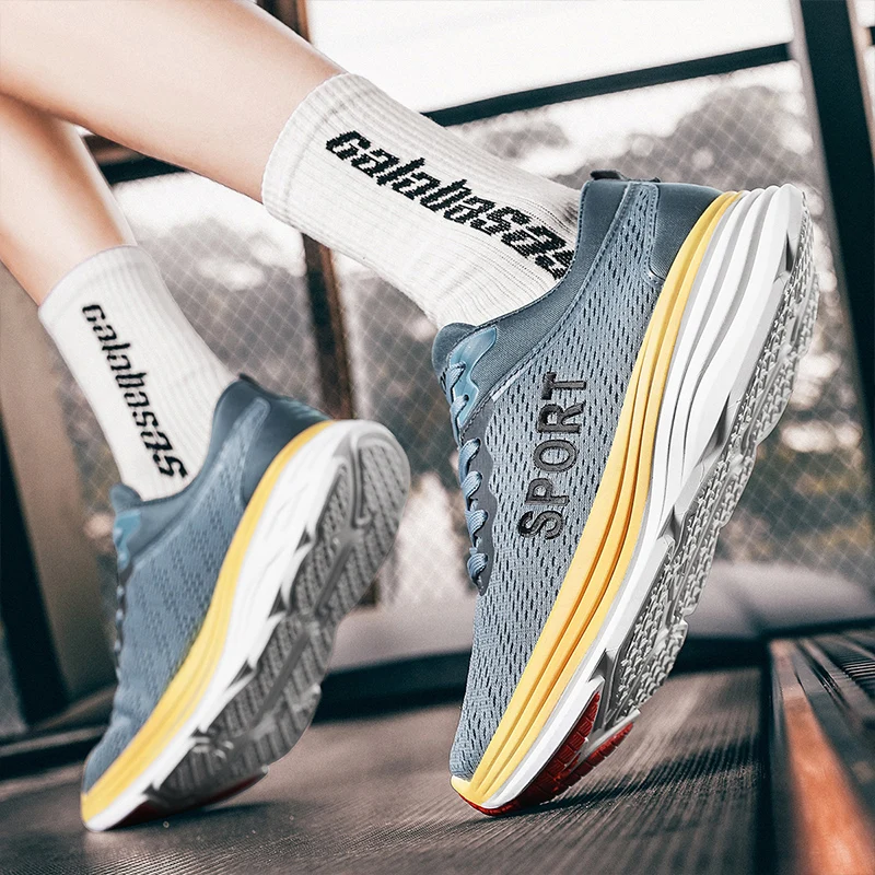 Men sneakers Lightweight Cushioning Outdoor Road Running Shoes Marathon Trail Sport Shoes Elastic Men Walking Tenis Masculino