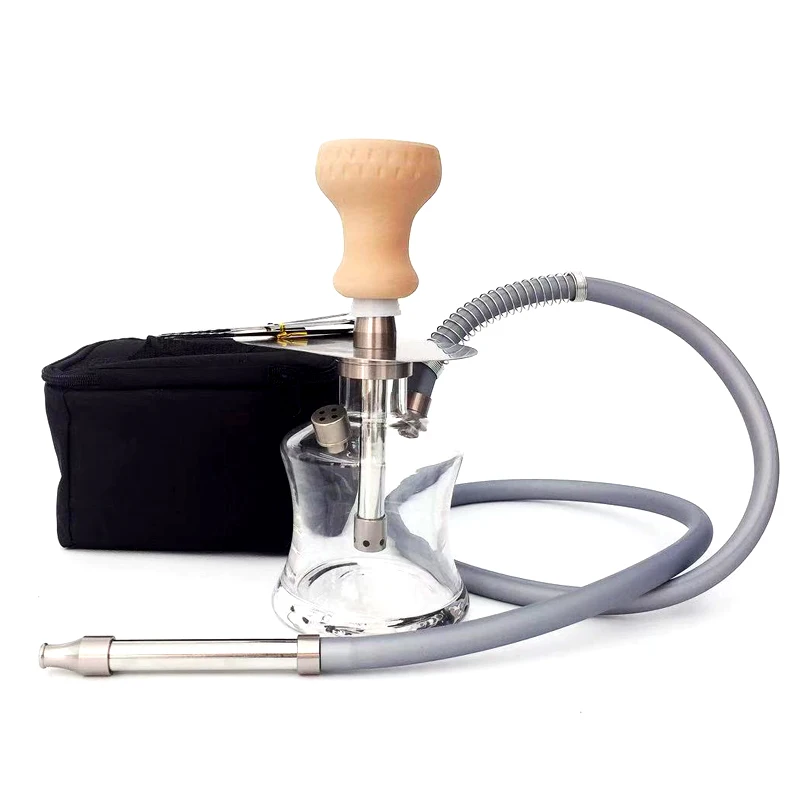 

Arabic Mini Shisha Turkish Glass Pot Hookah Metal Accessories Finished Small Travel Bag Set Pot