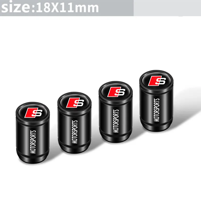 4 шт. алюминиевые колпачки для воздушных клапанов автомобильных колес, пылезащитный чехол с цветным логотипом бренда для AUDI RS S SLINE A4 A3 A6 Q3 quattro Q7 TT B8 8P