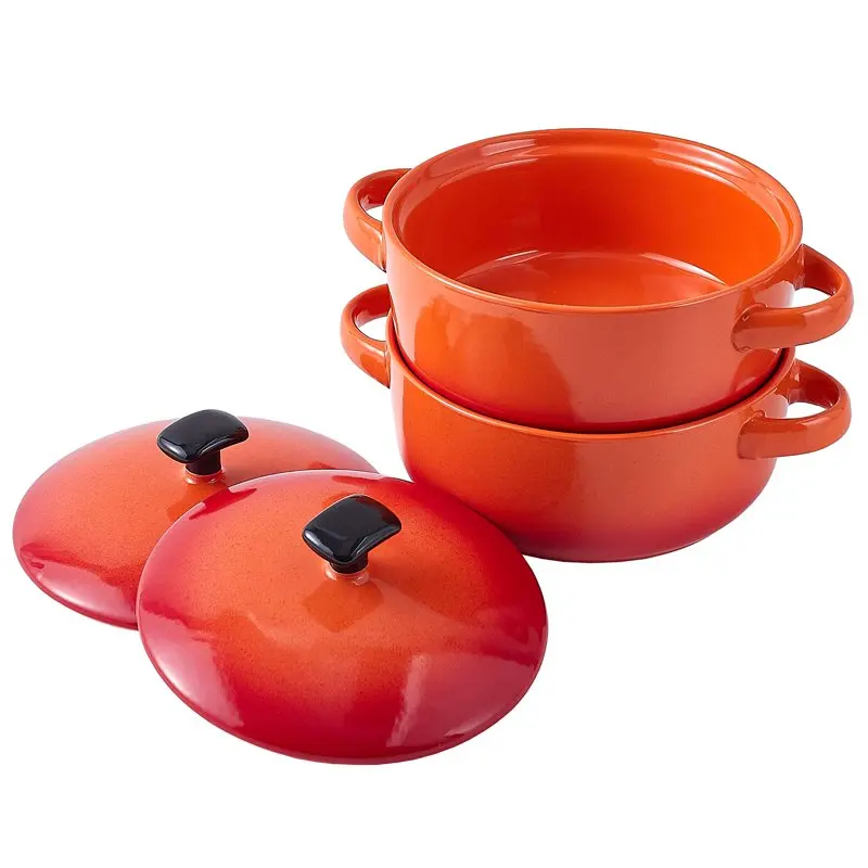 

| Soup Crocks Bake Serve Oven Safe Ceramic Soup Bowls With Handles