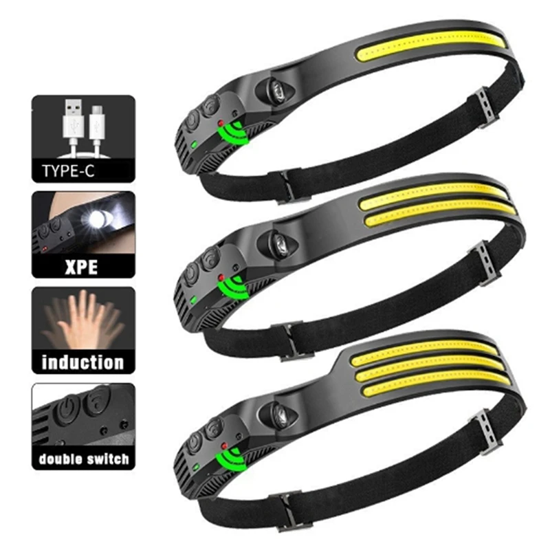 3 шт. силиконовый налобный фонарь ручной датчик портативный рабочий источник