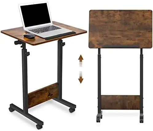 

Height Adjustable Mobile Standing Desk 16×24 in,360° Flip Desk Stand Desk Home Office Table Standing Desk for Small Space Offi