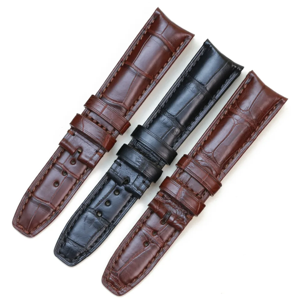 Suitable For Baume & Mercier CLIFTON Men Watchband Crocodile Leather Watch Strap With Bamboo Grain Black Brown 20 21mm