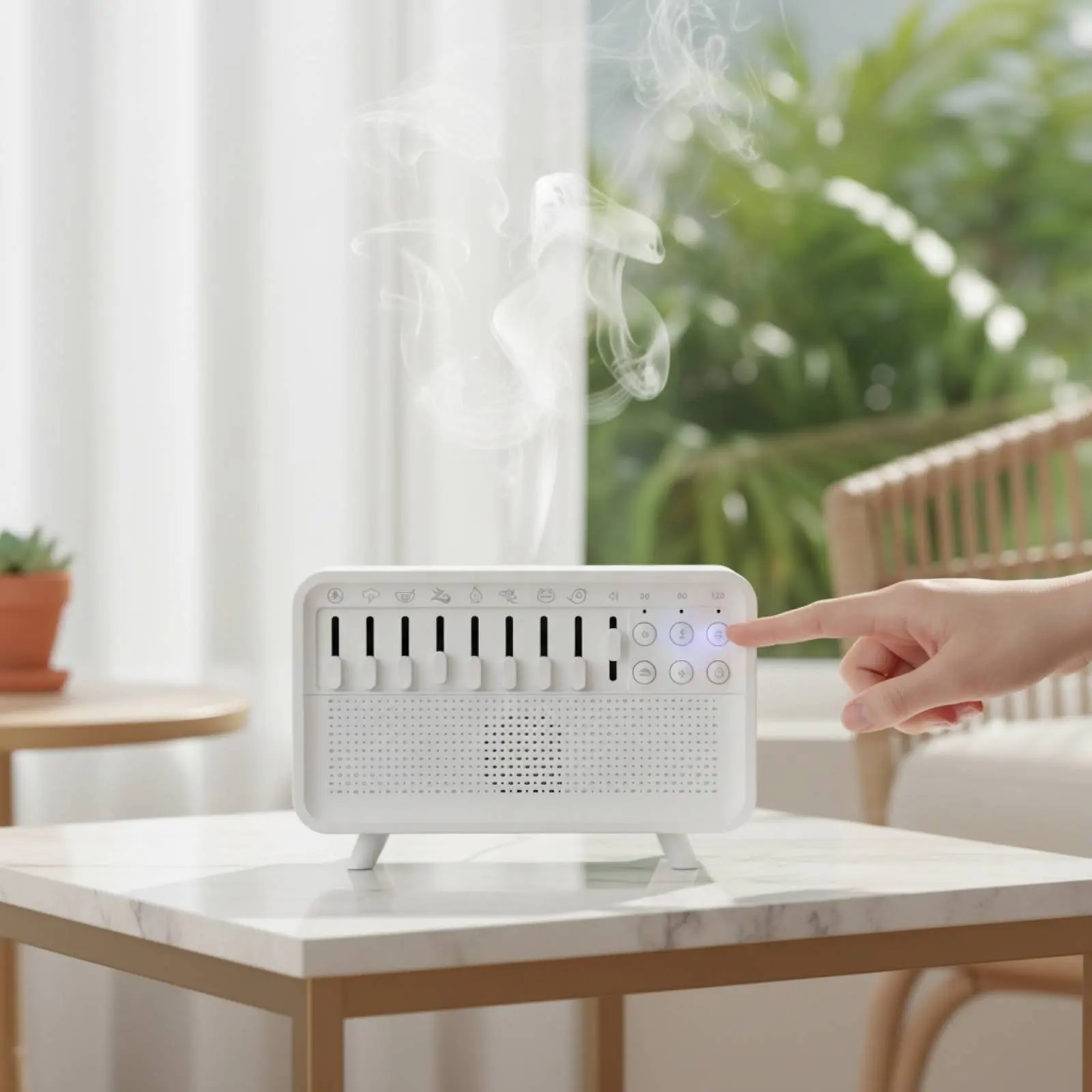 Фото Аромадиффузор Flame 4-в-1: многофункциональный Bluetooth-увлажнитель с ароматерапией, звуковыми эффектами и функцией ночника для улучшения сна №1