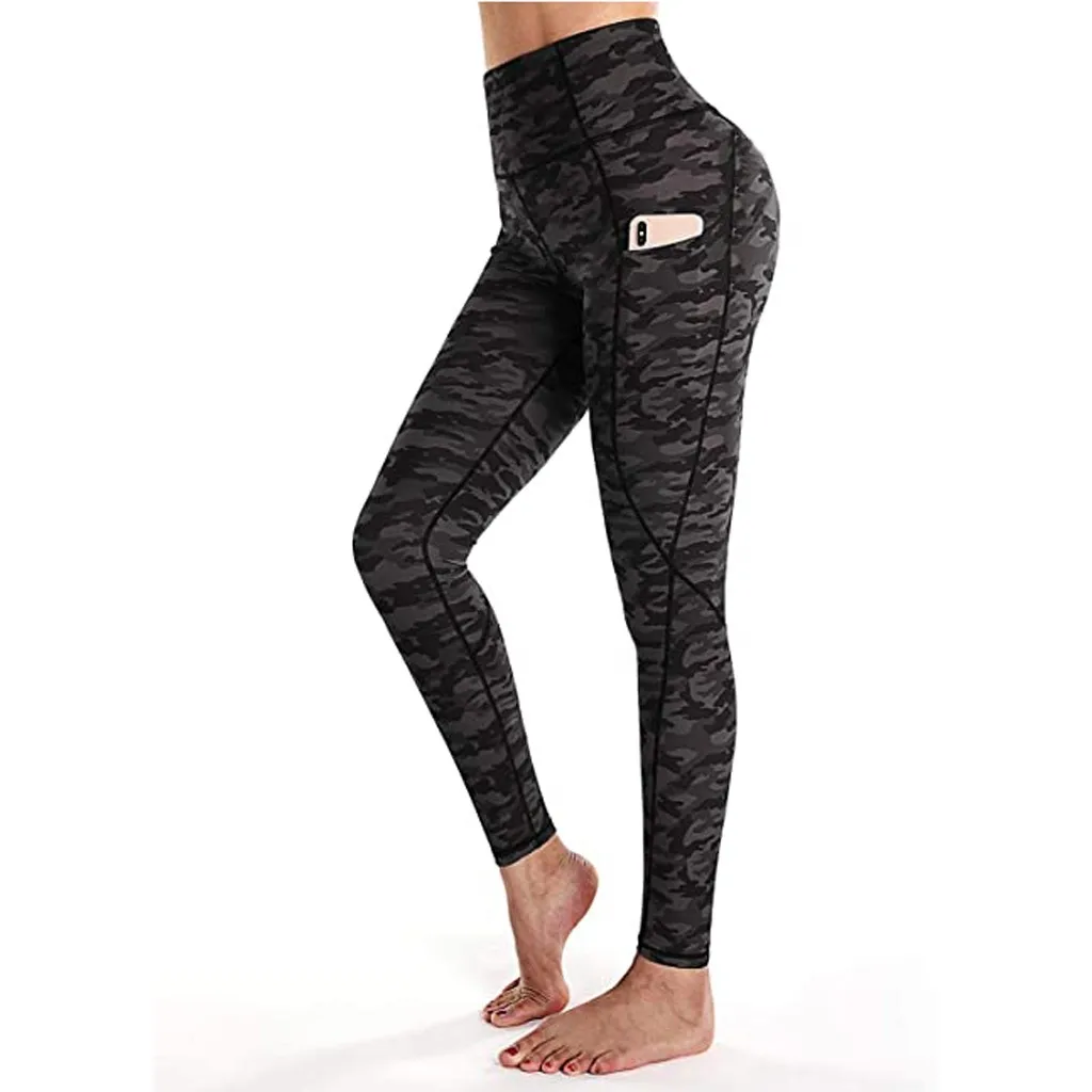 

2021 New Woman Legging Sport Yoga Pants Pockets Leopard Print High Waist Workout Leggings Running Pants Women's Clothing