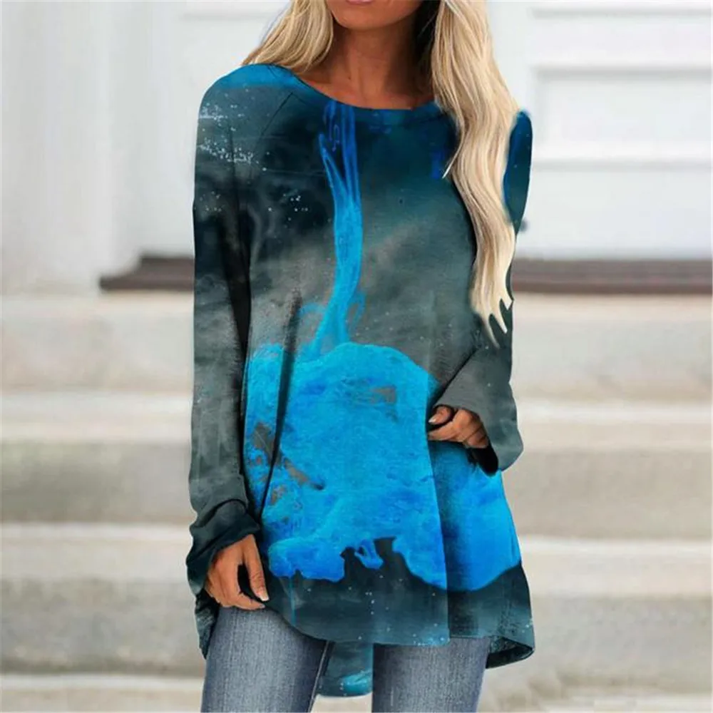 

Женская футболка с круглым вырезом, длинным рукавом и пуговицами