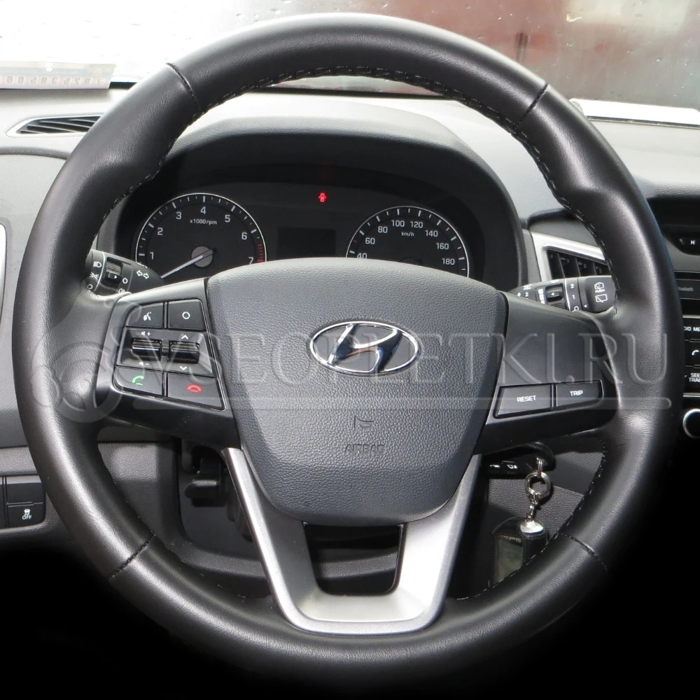 Оплетка на руль &quotHyundai Creta&quot (Хендай Крета) для резинового (полиуретанового) руля