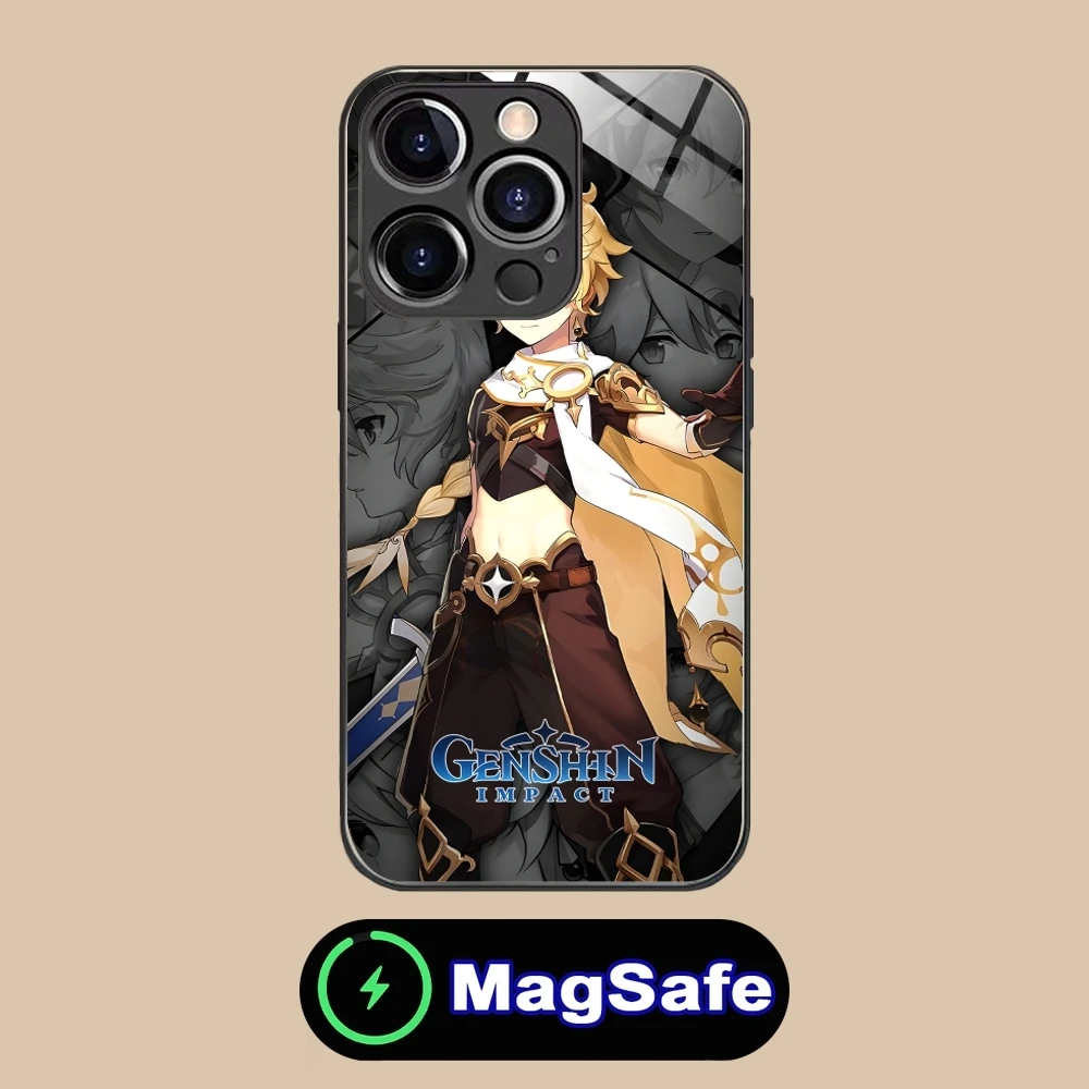Ударопрочный чехол для мобильного телефона Genshin Aether iPhone 16 15 14 13 12 11 Pro Max Plus Mini MagSafe