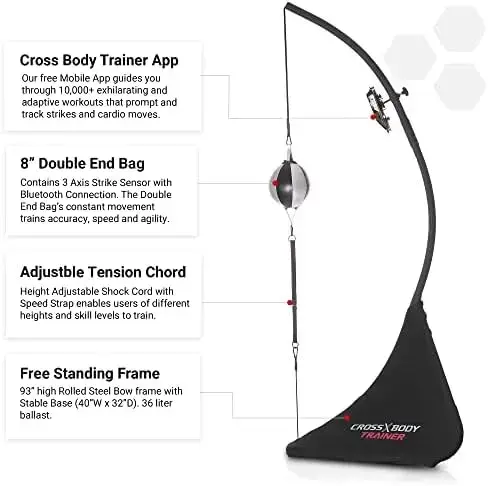 

Cross Body Trainer Interactive Double End Bag for Boxing, MMA, Fitness, Cardio, Strength - The Ultimate Boxing Experience, App