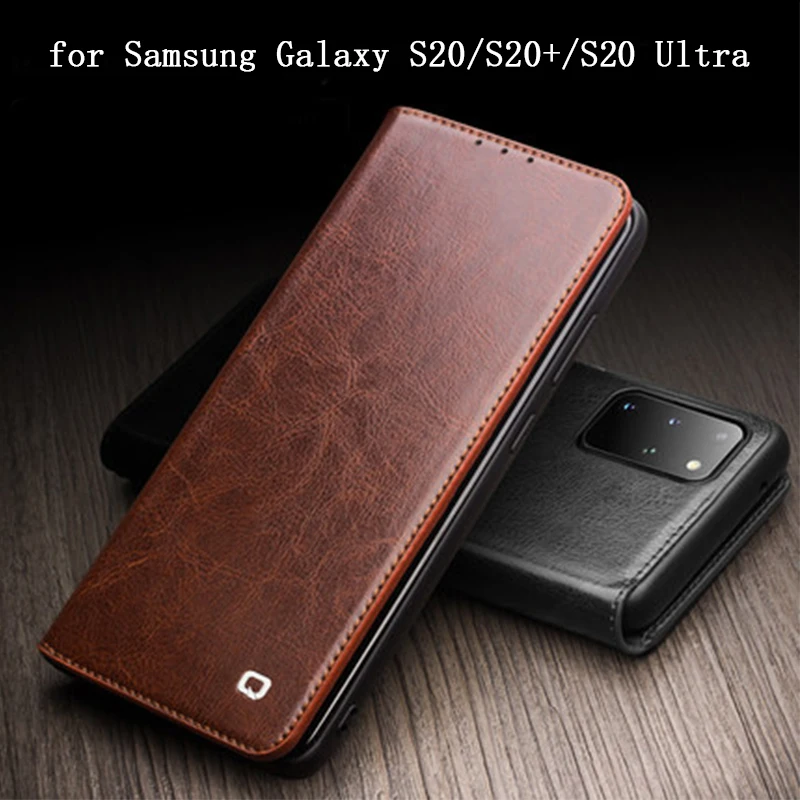 

Qialino Luxury Geunine Leather Cases For Samsung Galaxy S20 Plus Flip Wallet Case Cover For Samsung S20 Ultra S20ultrs Free Mask