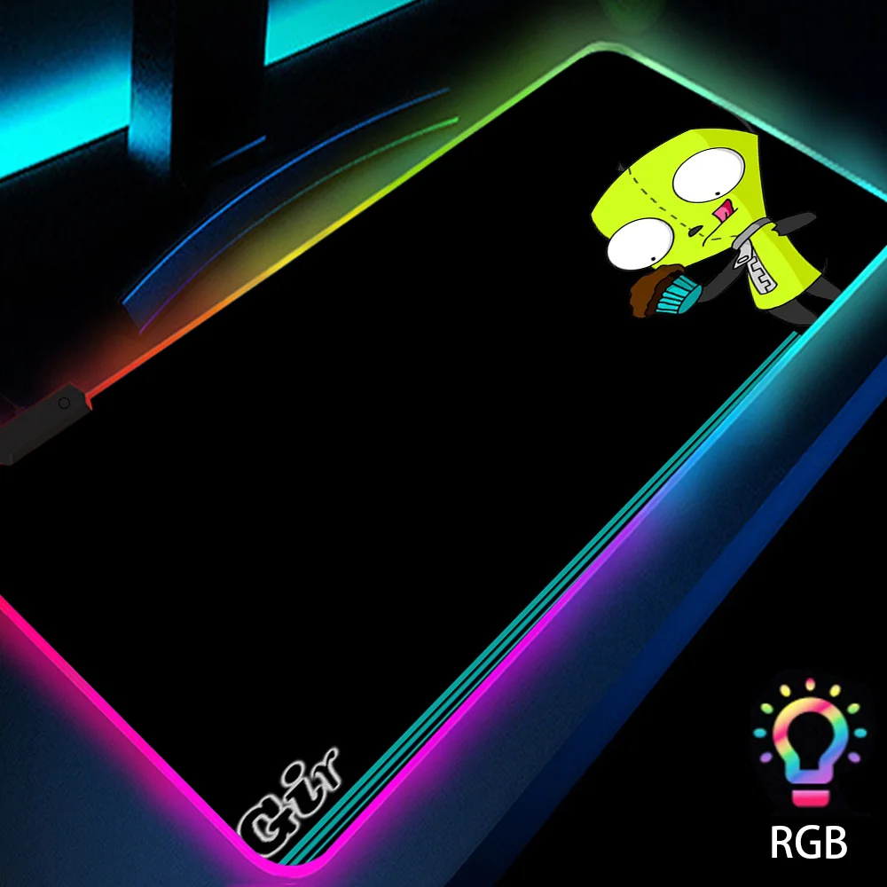 

Invader Zim Green Anime Mouse Pad Setup Gaming Decoration RGB Gamer Office LED Computer Keyboard Desks Backlittable Accessories