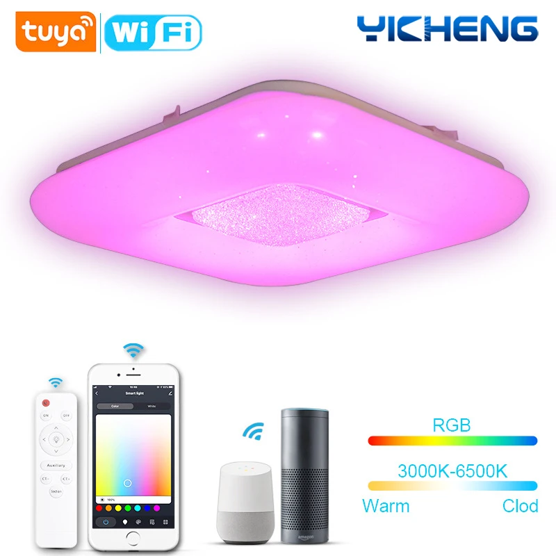 

Tuya Starry Sky Led Smart Ceiling Lamp With Alexa/Google/Wifi/Remote Control RGB Bluetooth Music Ceiling Light lámparas de techo