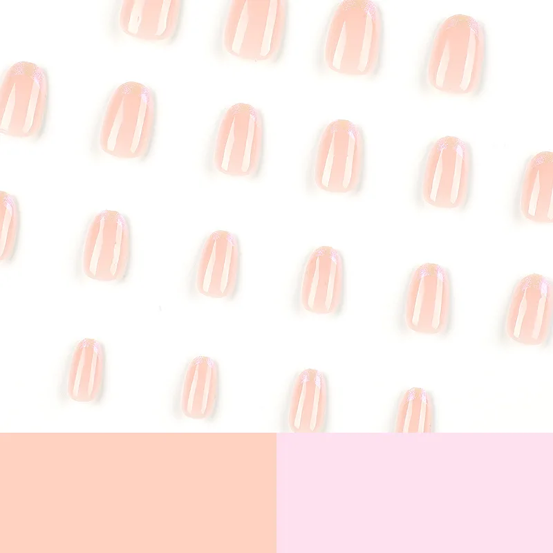 24 шт. накладные ногти Aurora для французского маникюра с блестками полным покрытием