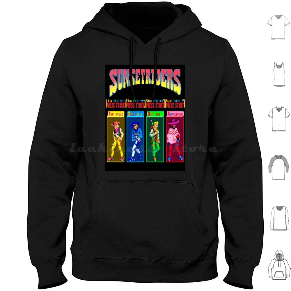 

Sunset Riders Character Select Hoodies Long Sleeve Sunset Riders Character Select Retro Geek Game Gaming